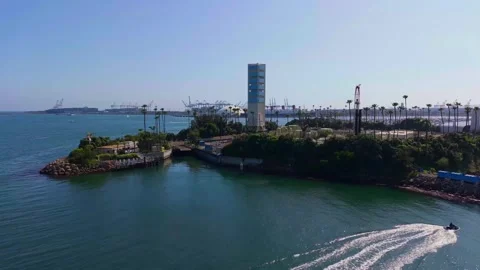 Grissom Island Harbor Pan Stockbeeldmateriaal 343199897