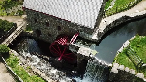 Grist Mill  Waterfall Drone 库存影片 162486005