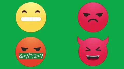Grit Angry Curse Evil animation on green screen 3d clay model perfect Stock Footage 334703795