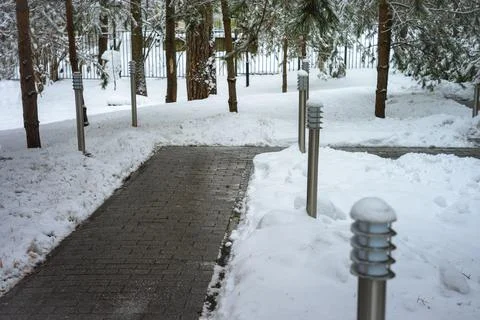 Gritted with salt tiled path Photos
