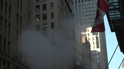 Gritty Cold Feeling in Downtown Toronto with Smoke/Steam. Stock Footage 57472165