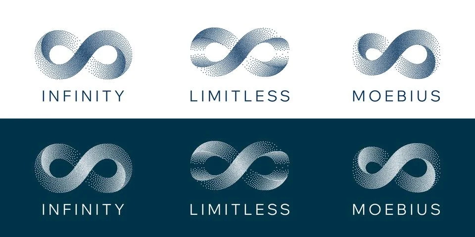 Gritty Dots Digital Technology Grey Light Vector Infinity Logo. Artificial 스톡 일러스트