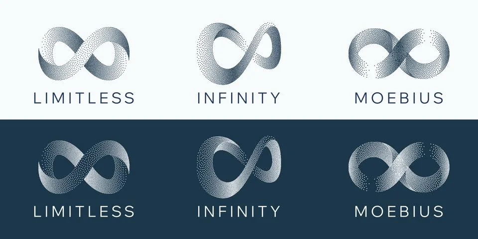 Gritty Dots Digital Technology Grey Light Vector Infinity Logo. Artificial Stock Illustration
