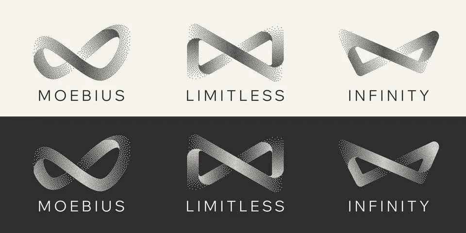 Gritty Dots Digital Technology Grey Light Vector Infinity Logo. Artificial Stock Illustration