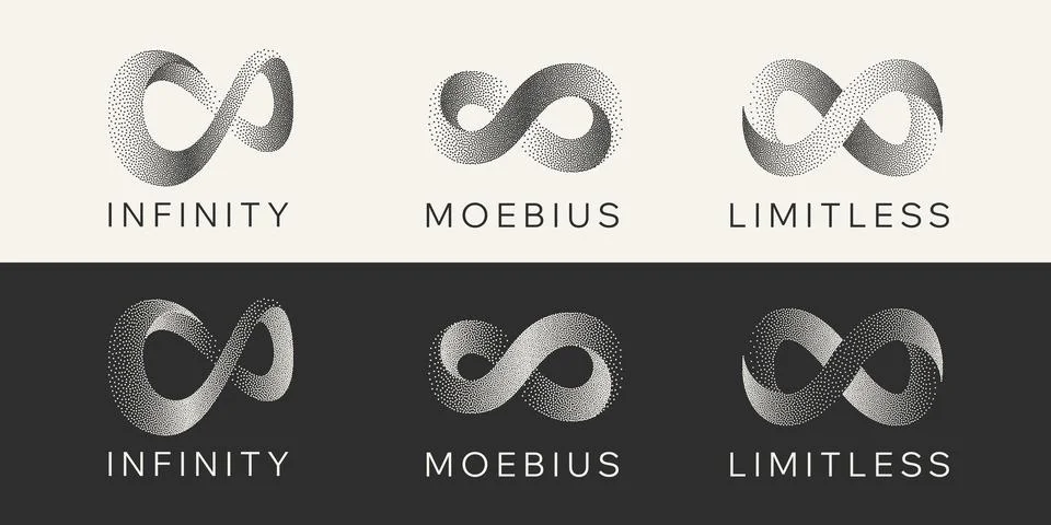 Gritty Dots Digital Technology Grey Light Vector Infinity Logo. Artificial 스톡 일러스트