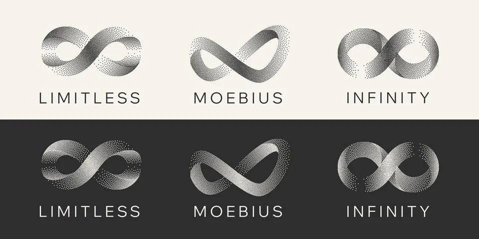 Gritty Dots Digital Technology Grey Light Vector Infinity Logo. Artificial 스톡 일러스트