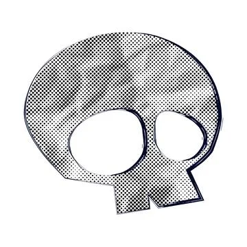 Gritty Grunge Skull Vector Icon Brush Stroke Outlines Halftone Texture Stock Illustration