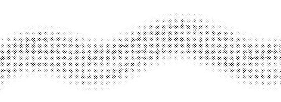 Gritty halftone wave background. Dotted curved line wallpaper. Abstract wavy Stock Illustration