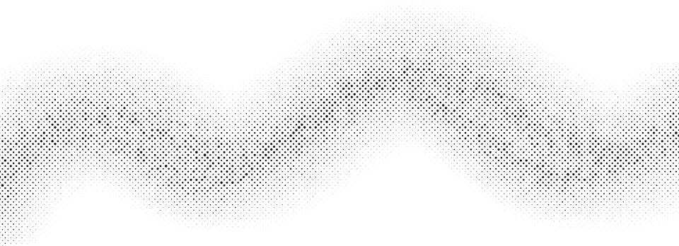 Gritty halftone wave background. Dotted curved line wallpaper. Abstract wavy Stock Illustration