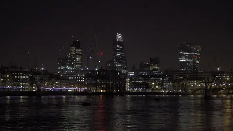 Gritty london, england at night with river thames Stock Footage 86856765
