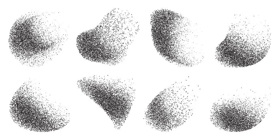 Gritty Splatter Pattern Background. Ink grain texture with radial stains for Illustrazione stock