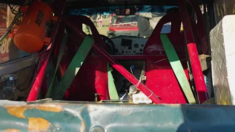 Gritty view from inside a custom off-road race car Stock Footage 345493863
