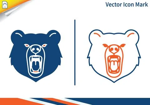 Grizzly bear head icon vector logo for sports or wild nature. Stock-Illustration