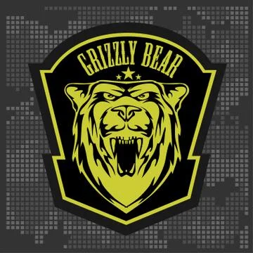 Grizzly bear head - vector emblem. Stock Illustration