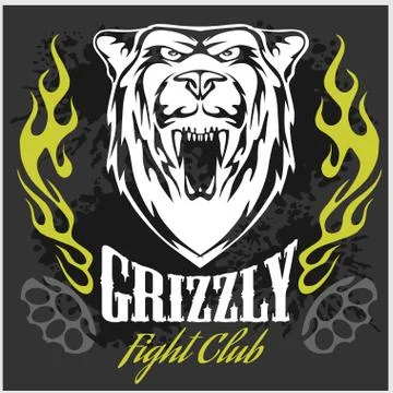 Grizzly bear head - vector emblem. Stock Illustration