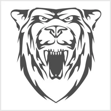 Grizzly bear head - vector emblem. Stock Illustration