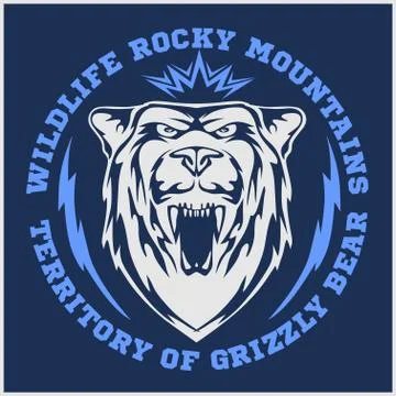 Grizzly bear head - vector emblem. Stock Illustration
