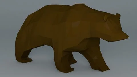 Grizzly Bear Low Poly 3D Model