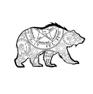 Grizzly bear. Vector illustration, isolated on white background. A totemic an イラスト素材