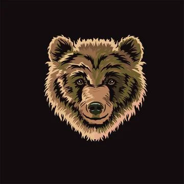 Grizzly brown bear head vector illustration Stock Illustration