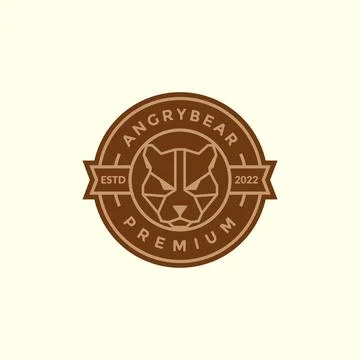 Grizzly head bear line polygon badge logo design vector graphic symbol icon.. Stock Illustration