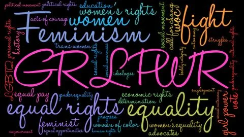 GRL PWR Word Cloud Ilustração Stock