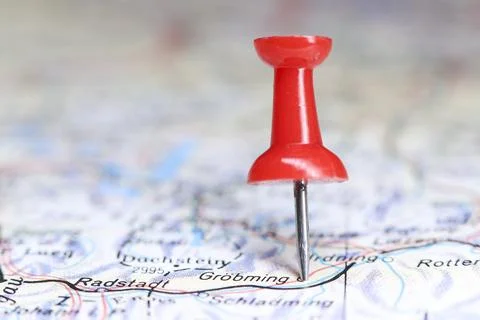 Grobming, Austria pin on map Stock Photos