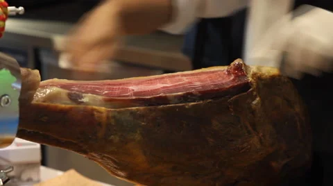 Grocer with ham Stock Footage 64230096