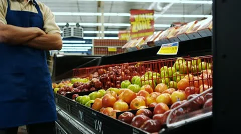 Grocer looking at camera Stock Footage 11629336