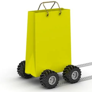 Grocery bag on wheels 스톡 일러스트