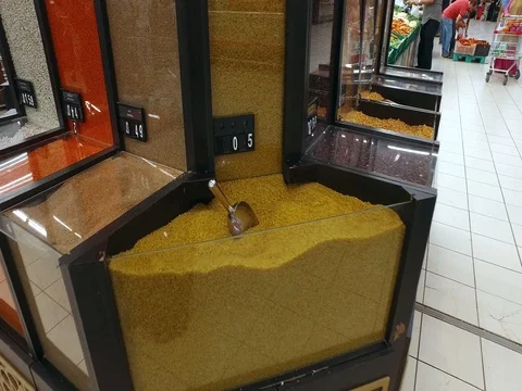 Grocery in glass boxes. Stock Footage 77689585