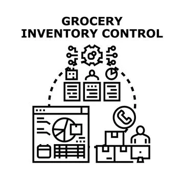 Grocery inventory control management system optimizing retail business Stock Illustration