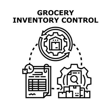 Grocery inventory control system managing products storage Stock Illustration