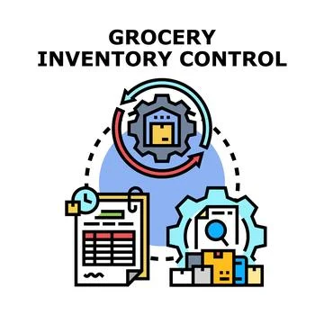 Grocery inventory control system managing products storage Stock Illustration