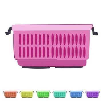 Grocery plastic crate vector cartoon graphic イラスト素材