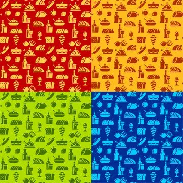 Grocery seamless patterns Stock Illustration