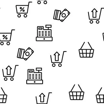 Grocery Shop Vector Seamless Pattern Illustrazione stock