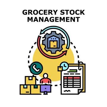Grocery stock management system optimizing retail logistics Stock Illustration