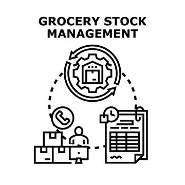 Grocery stock management system optimizing retail logistics Stock Illustration