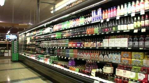 Grocery Store Beverage Aisle Stock Footage