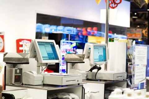 Grocery store checkout Stock Photos