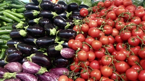 Grocery store display video all kind of vegetables are on display  Stock Footage 134332844