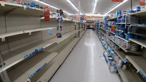 A grocery store with empty shelves due to Coronavirus pandemic. Stock Footage 126659387