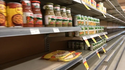 Grocery store empty shelves Stock Footage