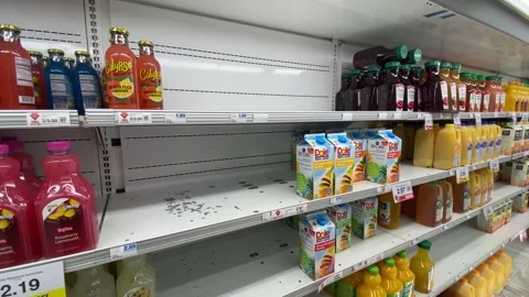 Grocery Store - Empty Shelves - Supply Chain Problems Stock Footage 168446680