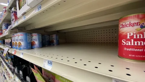 Grocery Store - Empty Shelves - Supply Chain Problems Stock Footage 168447708