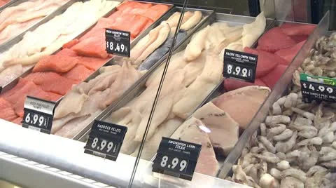 Grocery Store Fish 2 Stock Footage 22260715