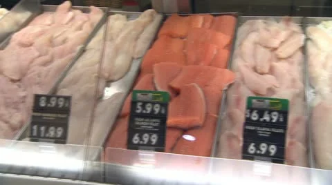 Grocery Store Fish Pan Right Stock Footage 22261031
