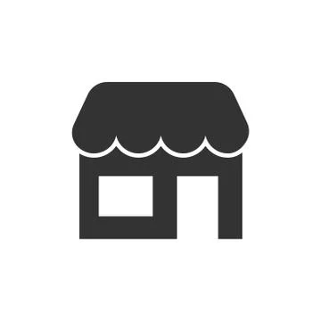 Grocery store icon in flat style. Shop building vector illustration on white  Ilustración de archivo