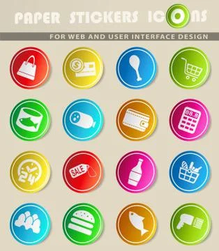 Grocery store icon set Stock Illustration